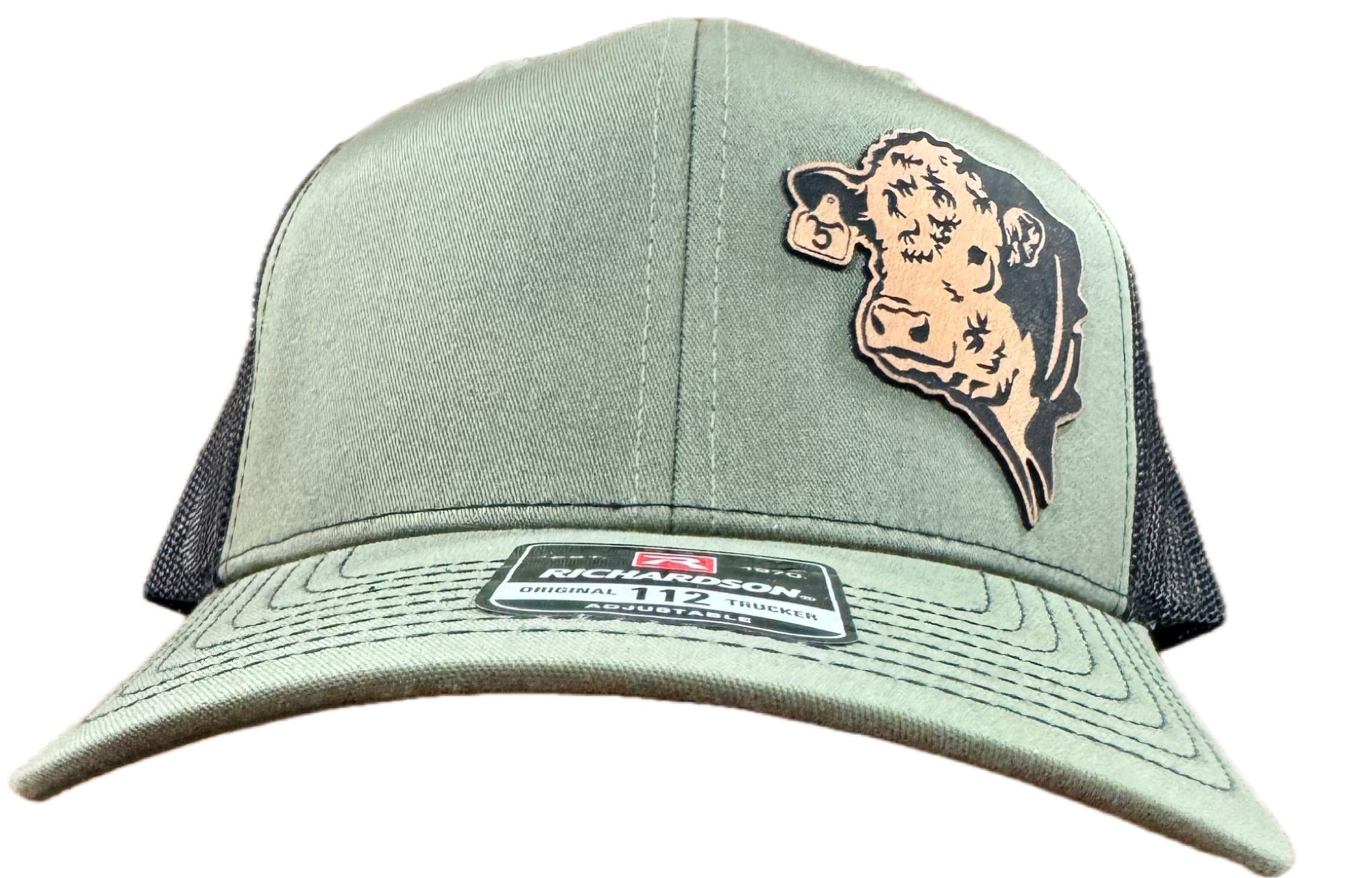 Flying 5 Signature Hereford Bull Faux Leather Trucker Cap