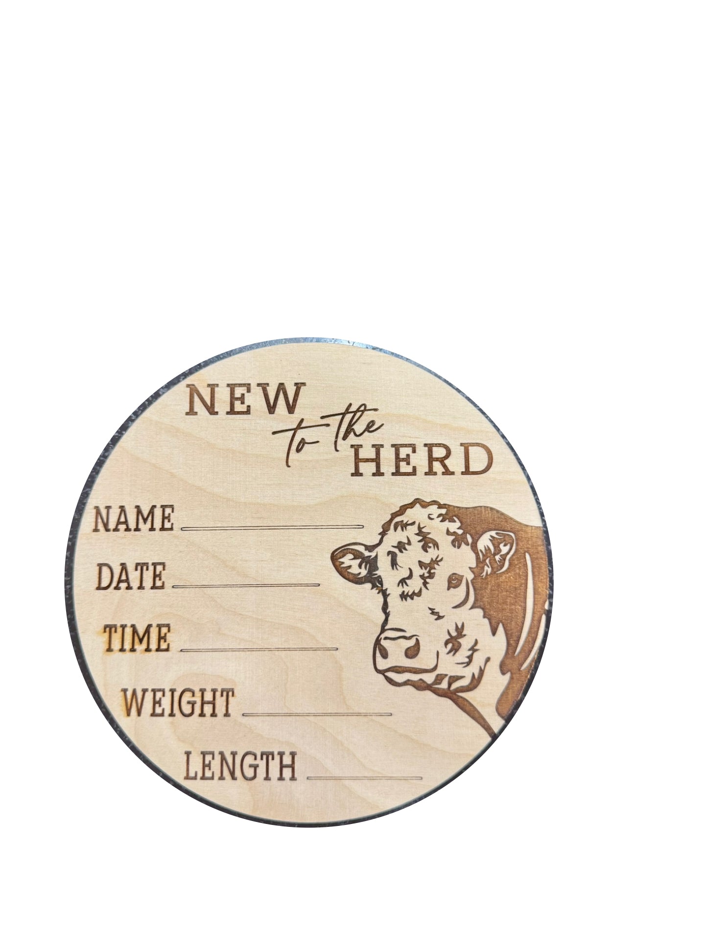 “New to the Herd” Wooden Birth Announcement